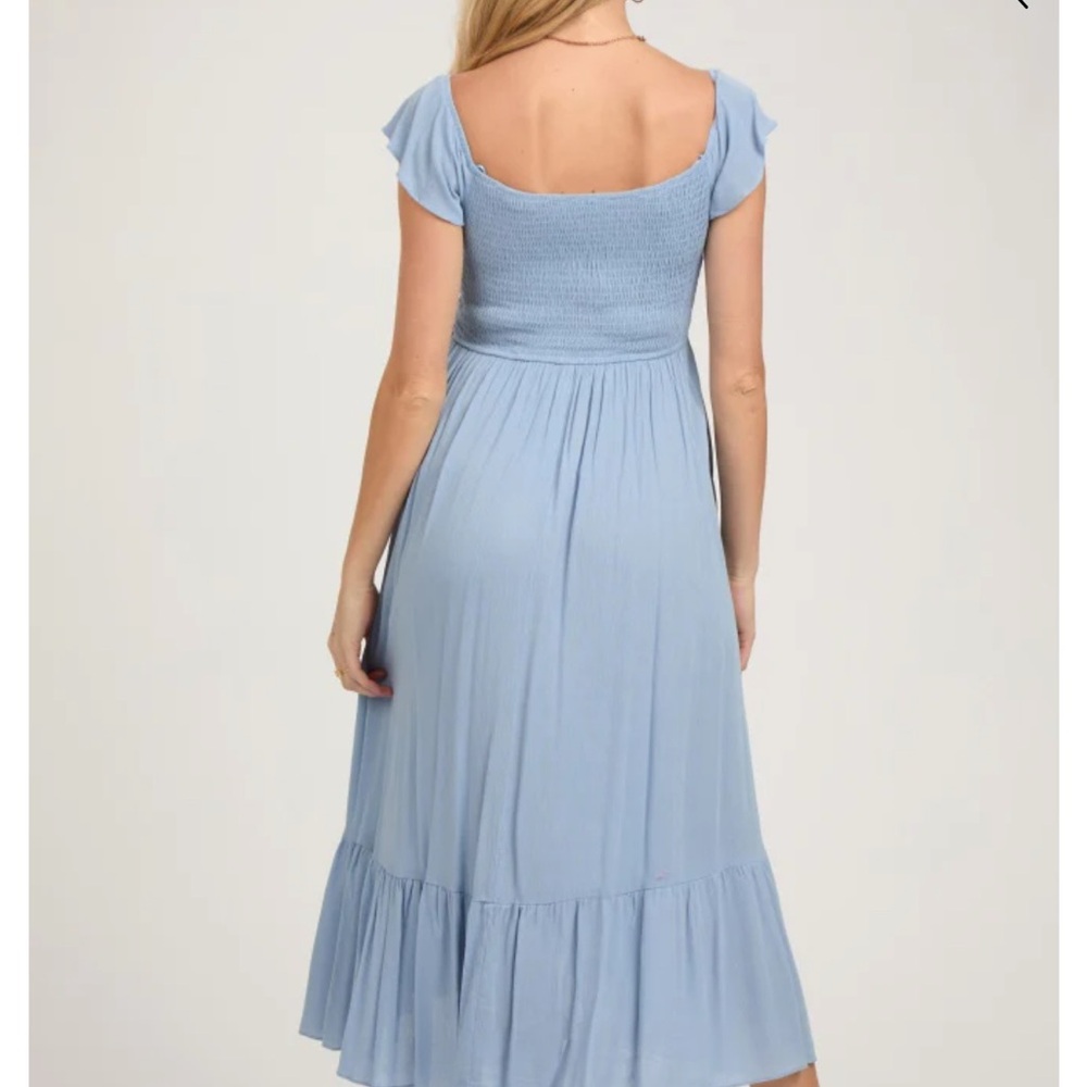Elegant Blue Maternity Dress - Picture 3 of 6